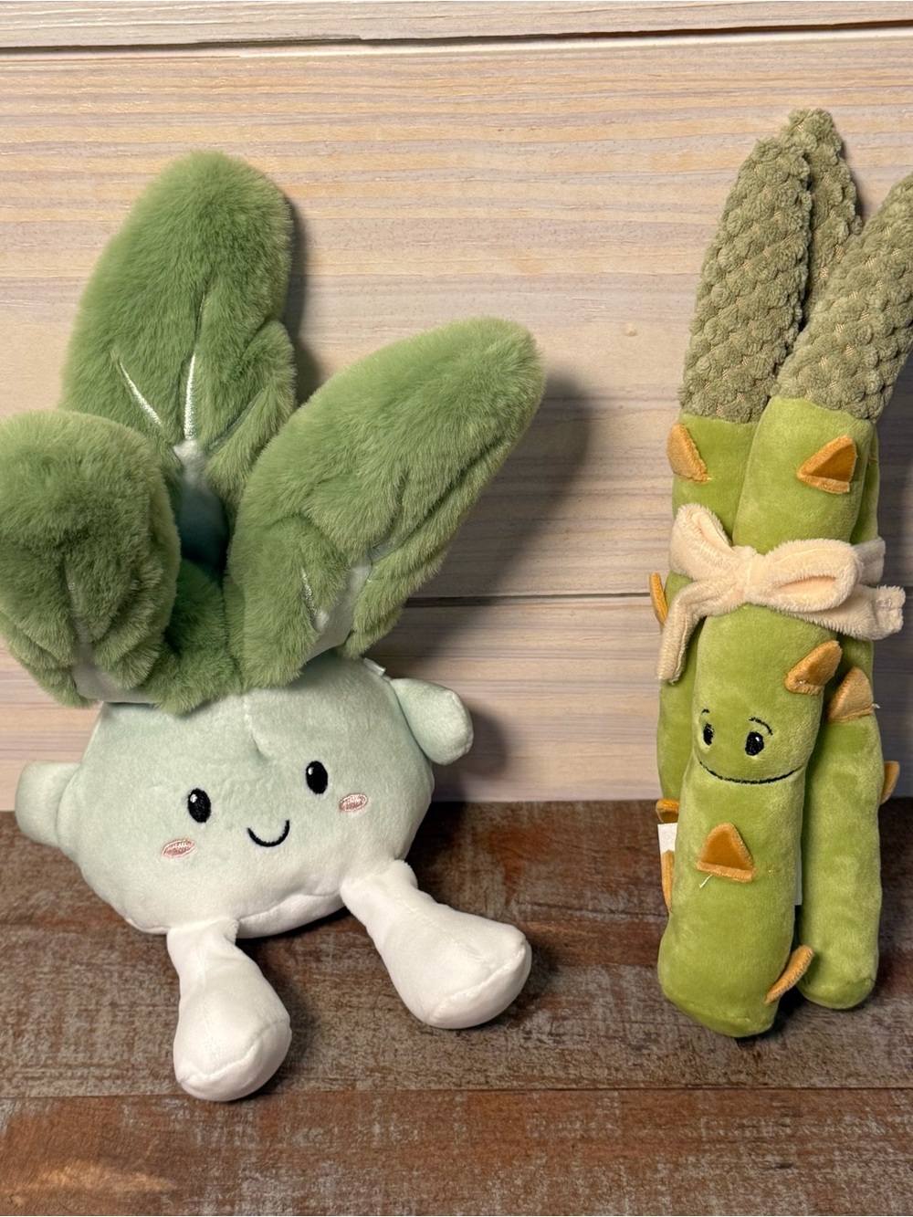Giggle Scape Bok Choy & Asparagus Plushie Soft Cute  green baby nursery decor